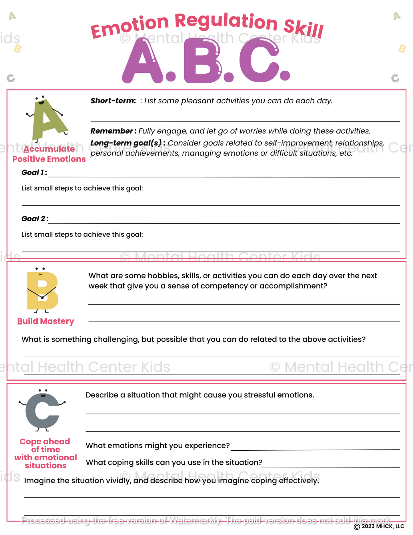 ABC DBT Skills Worksheet