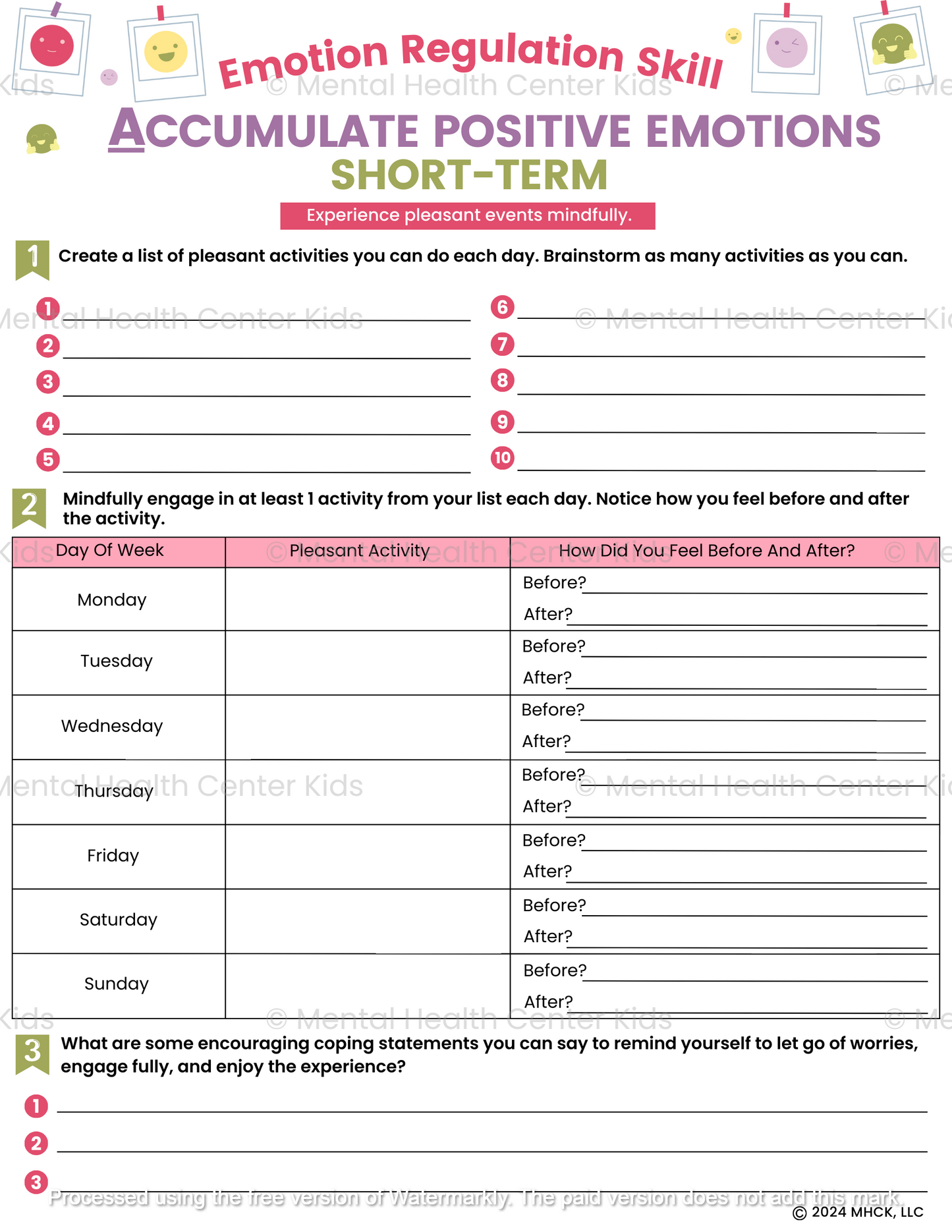 Accumulate Positive Emotions Short-Term DBT Worksheet