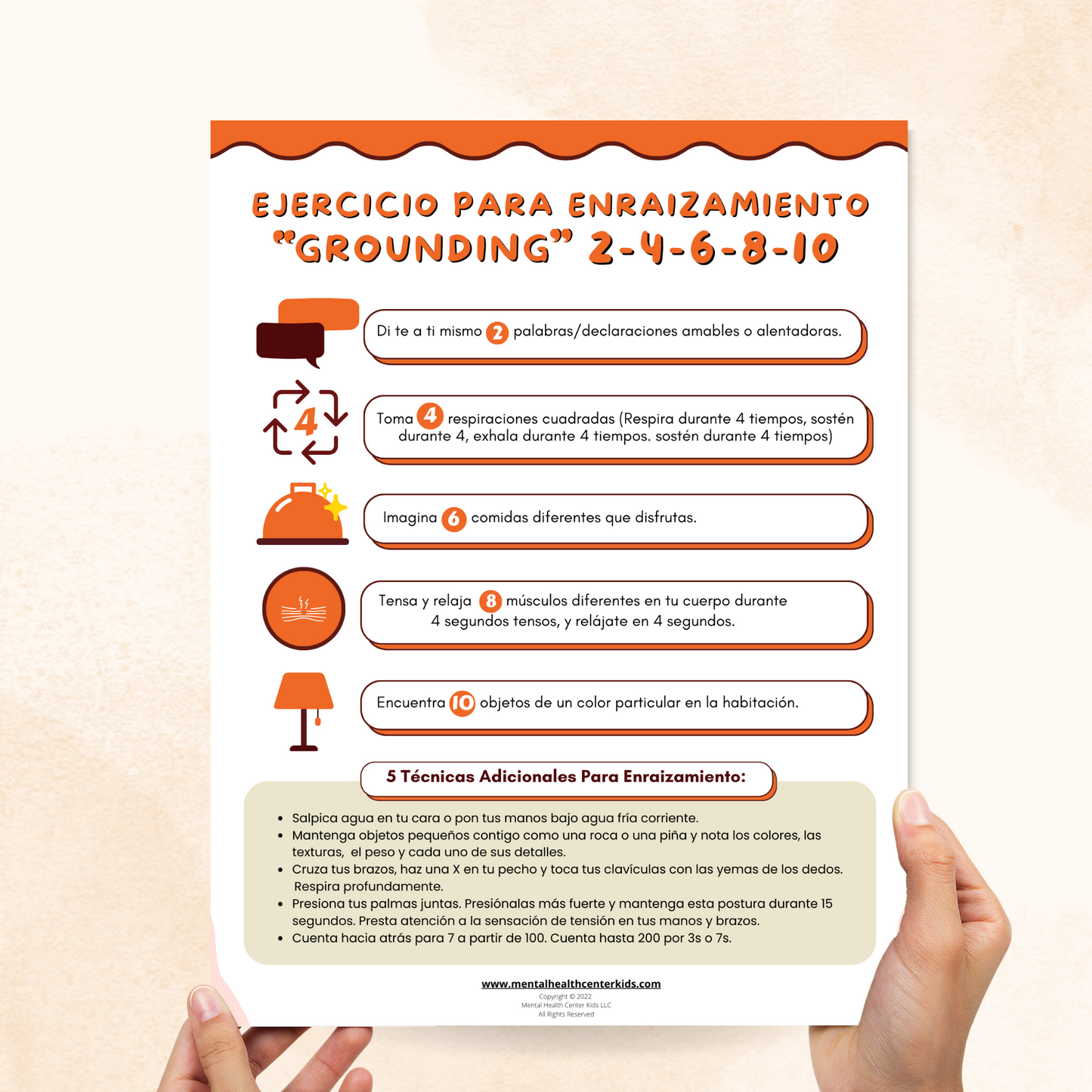 2-4-6-8-10 Grounding Exercise Worksheet (Spanish Version)