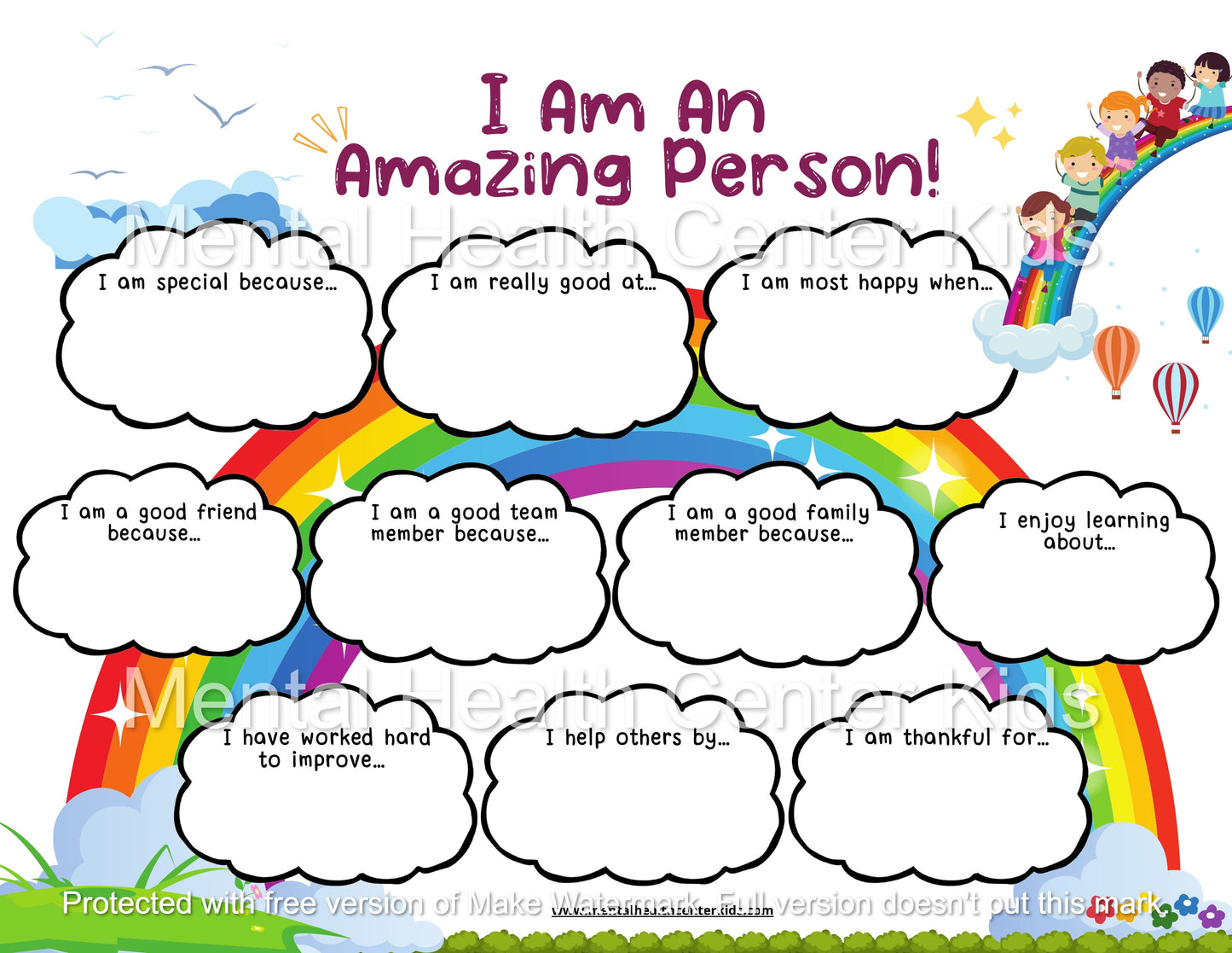 "I Am an Amazing Person" Worksheet