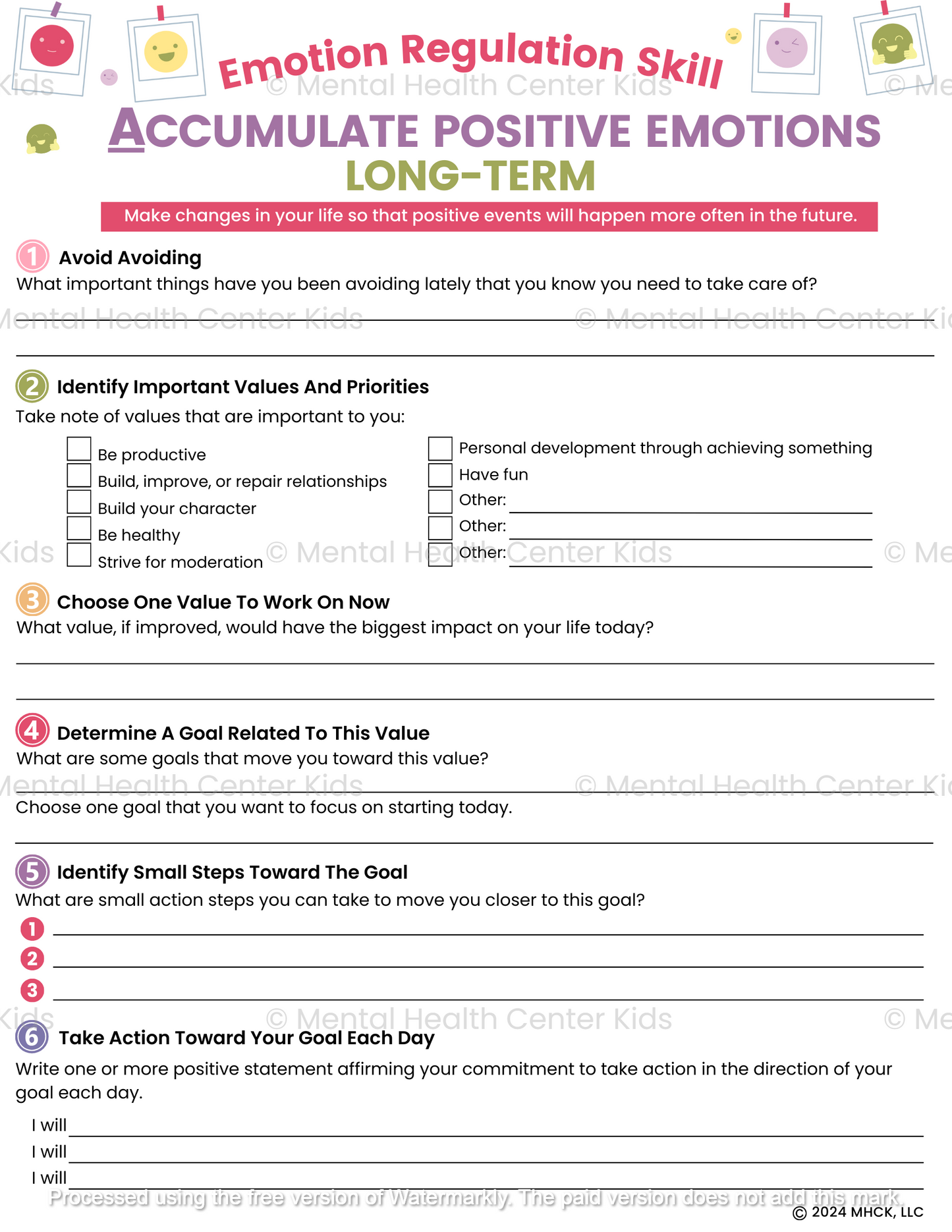 Accumulate Positive Emotions Long-Term DBT Worksheet