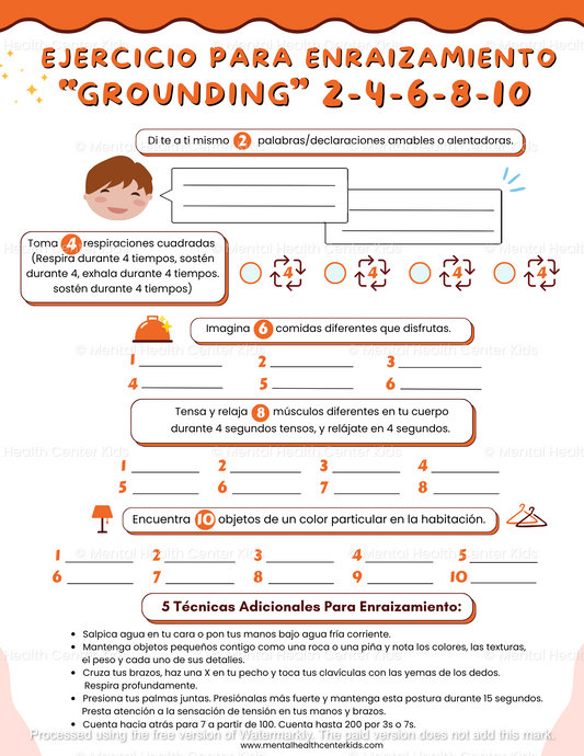 2-4-6-8-10 Grounding Exercise Worksheet (Spanish Version)