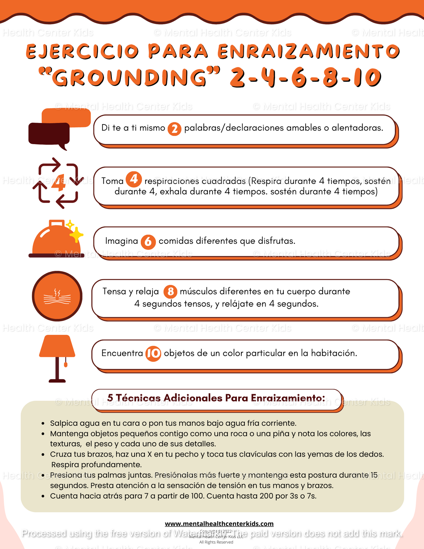 2-4-6-8-10 Grounding Exercise Worksheet (Spanish Version)