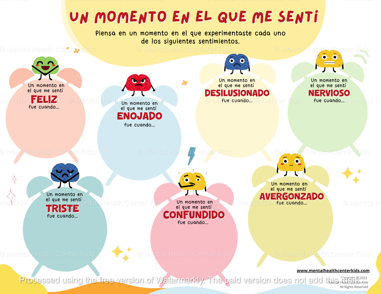 A Time I Felt Worksheet (Spanish Version)