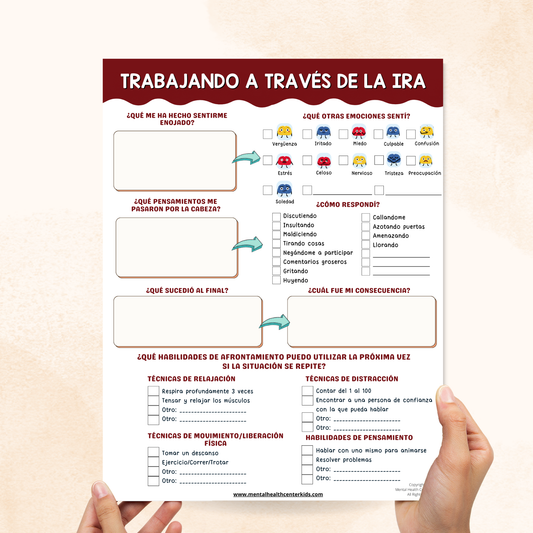 Working Through Anger Worksheet (Spanish Version)