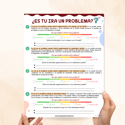 "Is Your Anger A Problem?" Worksheet (Spanish Version)